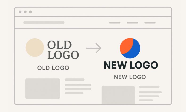 Illustration of a logo rebrand