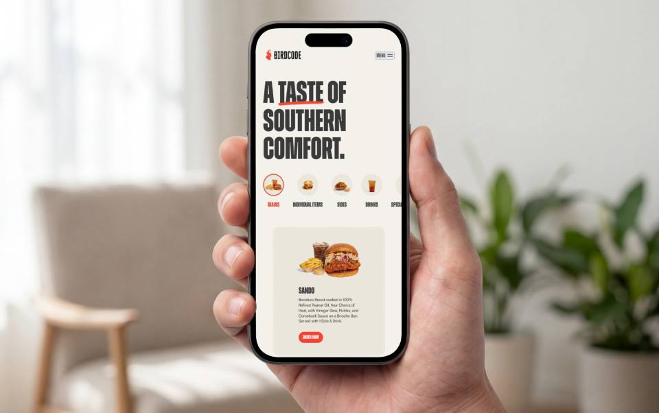 Well designed restaurant website on mobile phone