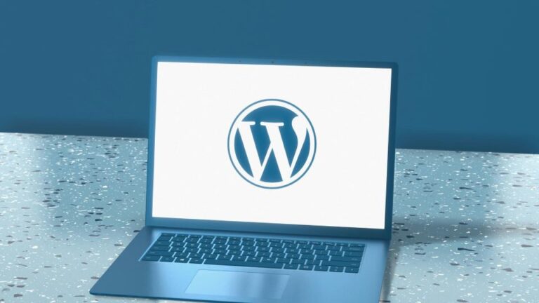Laptop showing the WordPress logo