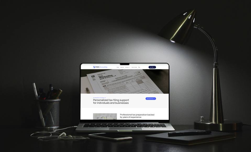 Tax services website on a laptop