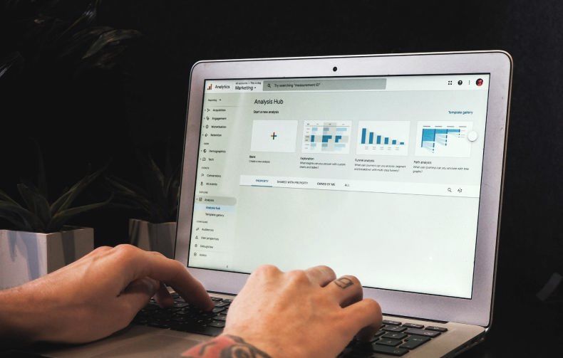 Laptop showing downward trend in leads