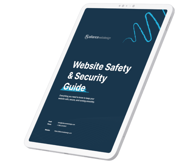 Tablet screen showing a website safety guide cover page