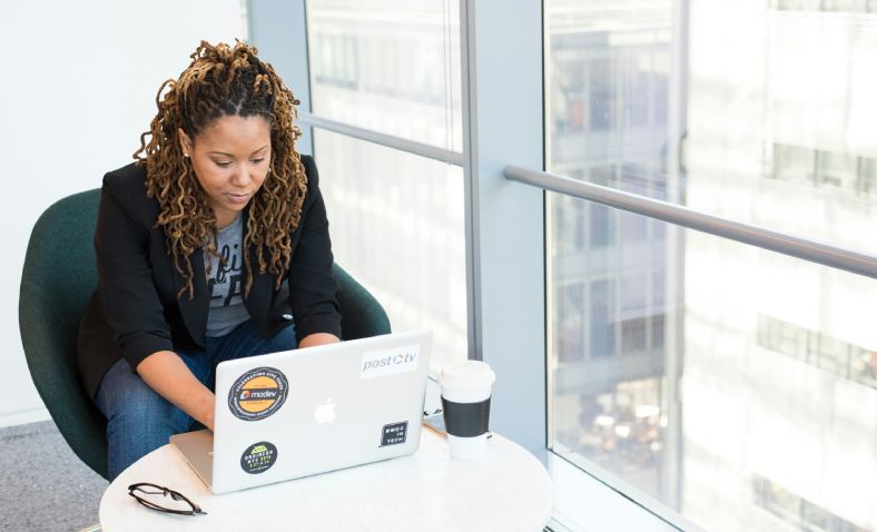 Business woman using a laptop